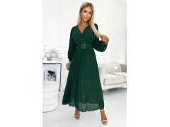 KLARA zelené dámské šaty s výstřihem a opaskem model 21729070 - numoco basic