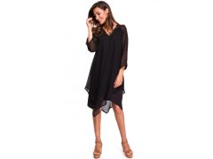 Dámské šifonové šaty s&nbsp;asymetrickým lemem model 20799203 tmavě modré - STYLOVE 4