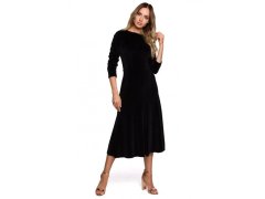 Dámské sametové midi šaty s&nbsp;rukávy černé model 18394435 - Moe 4