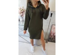 Dlouhá tunika s kapucí model 20609392 khaki - Kesi 7