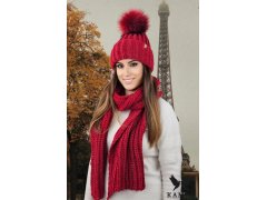 Komplet čepice a šála Hat&Scarf model 20739860 tmavě červená - Kamea 1