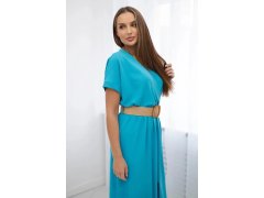 Dlouhé šaty s&nbsp;ozdobným páskem model 20976143 modré - Kesi 1