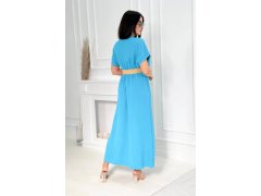 Dlouhé šaty s&nbsp;ozdobným páskem model 20976143 modré - Kesi 4