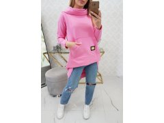 Dámská prodloužená mikina s&nbsp;kapucí Růžová model 21101175 - Kesi 4