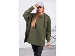Dámská zateplená mikina s kapucí Khaki zelená model 21471953 - Kesi 1