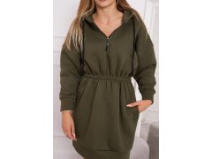 Dámské šaty s kapucí Khaki zelená model 21859212 - Kesi 4