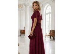 Dlouhé lesklé šaty vínové model 22018568 - numoco 1