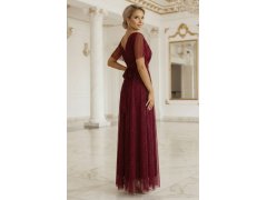 Dlouhé lesklé šaty vínové model 22018568 - numoco 2