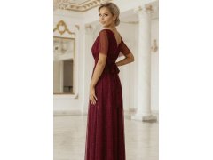 Dlouhé lesklé šaty vínové model 22018568 - numoco 6