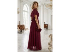 Dlouhé lesklé šaty vínové model 22018568 - numoco 7