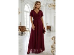Dlouhé lesklé šaty vínové model 22018568 - numoco 8