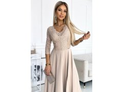 Dámské krajkové šaty model 22084615 AMBER béžové - numoco 1