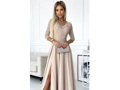 Dámské krajkové šaty model 22084615 AMBER béžové - numoco 6