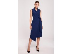 Dámské elegantní zavinovací šaty model 22128489 tmavě modré - STYLOVE 2