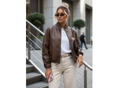 Dámská kožená bunda bomber model 22128493 hnědá - FashionStreet 1