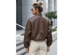 Dámská kožená bunda bomber model 22128493 hnědá - FashionStreet 2