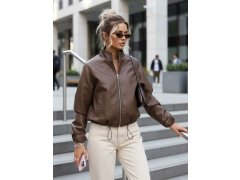 Dámská kožená bunda bomber model 22128493 hnědá - FashionStreet 3