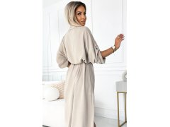 Midi šaty se zlatými knoflíky model 22260589 béžové - numoco 5