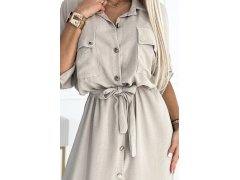 Midi šaty se zlatými knoflíky model 22260589 béžové - numoco 8
