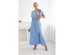 Dlouhé šaty s&nbsp;ozdobným páskem model 22281464 světle modré - Kesi 3