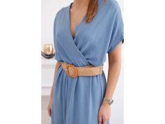 Dlouhé šaty s&nbsp;ozdobným páskem modré - Kesi model 22281465 1
