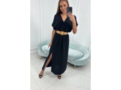 Dlouhé šaty s ozdobným páskem model 22281466 černé - Kesi 6