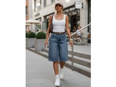 Dámské džínové šortky s&nbsp;páskem bermudy modré model 22346342 - FashionStreet 3