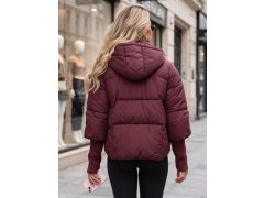 Dámská zimní prošívaná bunda s kapucí model 22366741 vínová - FashionStreet 1