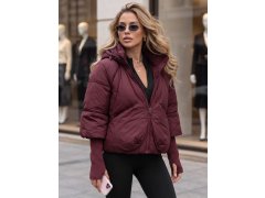 Dámská zimní prošívaná bunda s kapucí model 22366741 vínová - FashionStreet 2