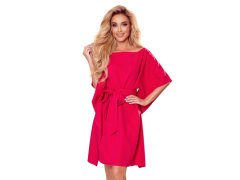 SOFIA Dámské šaty v malinové barvě se zavazováním v pase model 17258763 - numoco 2
