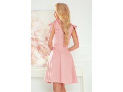 dámské šaty v pudrově růžové barvě s přeloženým obálkovým výstřihem a model 18056912 - numoco 8