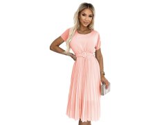 MIA Plisované dámské midi šaty v broskvové barvě se širokým opaskem model 22176380 - numoco basic 1