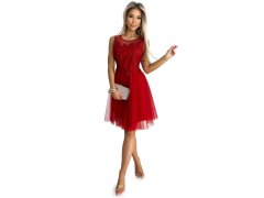 červené dámské šaty s výšivkou a jemným tylem model 22124215 - numoco basic 1