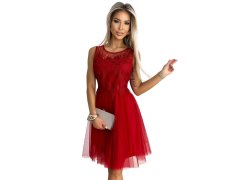 červené dámské šaty s výšivkou a jemným tylem model 22124215 - numoco basic 2