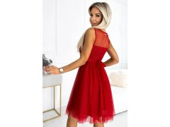 červené dámské šaty s výšivkou a jemným tylem model 22124215 - numoco basic 5