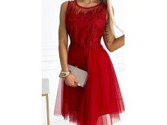 červené dámské šaty s výšivkou a jemným tylem model 22124215 - numoco basic 6