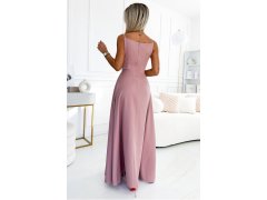 CHIARA Elegantní dlouhé dámské maxi šaty na ramínkách ve špinavě růžové barvě model 20119792 - numoco 5