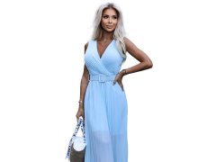 Dámské plisované šaty v barvě se širokým opaskem a výstřihem model 20159830 - numoco basic 2