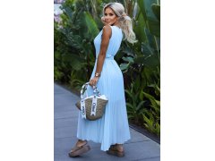 Dámské plisované šaty v barvě se širokým opaskem a výstřihem model 20159830 - numoco basic 5