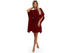SOFIA Dámské šaty ve vínové bordó barvě se zavazováním v pase model 20584842 - numoco 1
