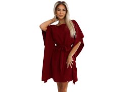 SOFIA Dámské šaty ve vínové bordó barvě se zavazováním v pase model 20584842 - numoco 2