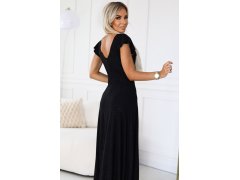CRYSTAL Černé dlouhé lesklé dámské šaty s&nbsp;výstřihem model 20614726 - numoco 6