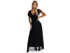 Černé dlouhé dámské šaty s výstřihem a krátkými rukávy model 20625782 - numoco basic 1