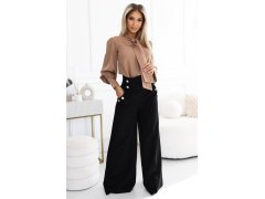 dámská halenka v karamelové barvě v stylu s dlouhými rukávy, vázáním a knoflíky model 20722306 - numoco 6