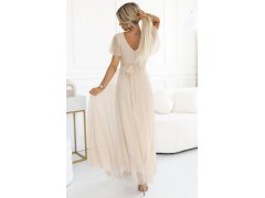 Dlouhé šaty s&nbsp;výstřihem a&nbsp;krátkými rukávy BEACH model 21069854 - numoco basic 5