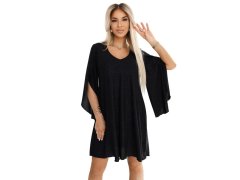 Elegantní trapézové šaty s rukávy černé s brokátem model 21097874 - numoco 1