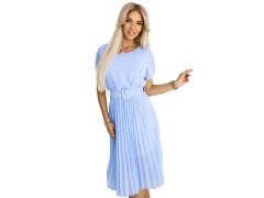 model 21106127 MIA Plisované šifonové midi šaty se širokým páskem MODRÁ - numoco basic 1