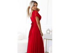 Dlouhé šaty s&nbsp;výstřihem a&nbsp;krátkými rukávy ČERVENÉ model 21138313 - numoco basic 6