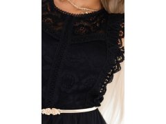 Krajkové šaty GRETA s&nbsp;sukní a&nbsp;zlatým páskem ČERNÉ model 21195700 - numoco basic 7