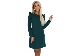 Elegantní trapézové šaty s&nbsp;volánky na ramenou lahvově zelené model 21290299 - numoco 2